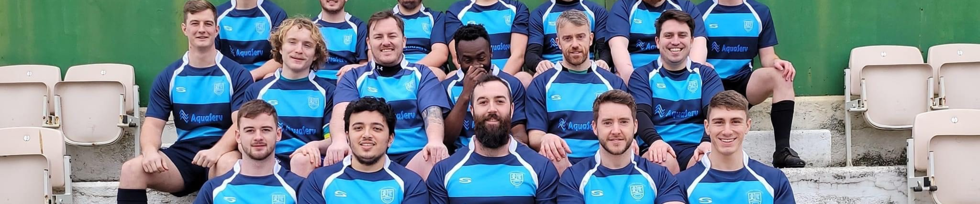 Background for Find Your Rugby Team Store Block  Team photo of Liverpool Collegiate in their blue Serious Sport kit